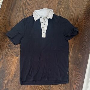 Michael Kors Navy Polo with Striped Collar